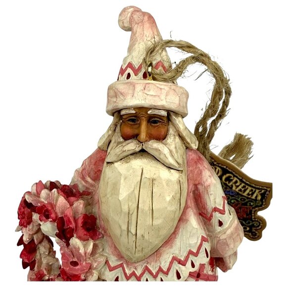 2004 Jim Shore Heartwood Creek Santa Toile Red Bell Figurine 5" Wreath Ornament - Picture 4 of 12